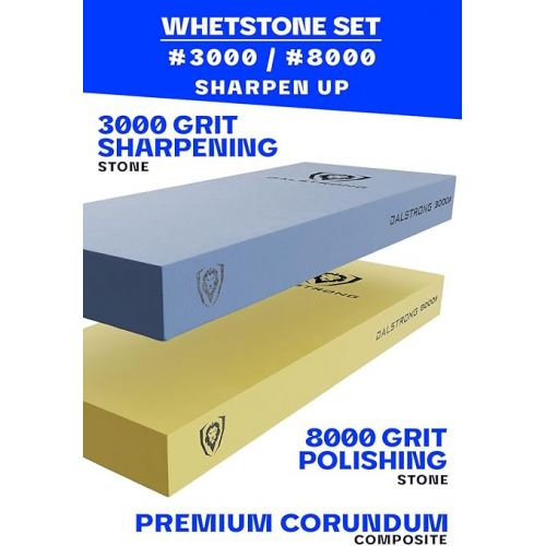  Dalstrong Premium Whetstone Kit - #3000/#8000 Knife Sharpening Kit - Extra Large Grit Stones - Top-Grade Corundum - Thick Knife Sharpening Stone - Whetstone Set Knife Sharpener - Ultra-Durable