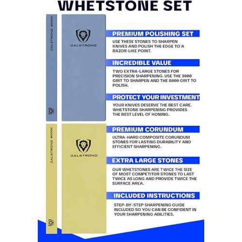  Dalstrong Premium Whetstone Kit - #3000/#8000 Knife Sharpening Kit - Extra Large Grit Stones - Top-Grade Corundum - Thick Knife Sharpening Stone - Whetstone Set Knife Sharpener - Ultra-Durable