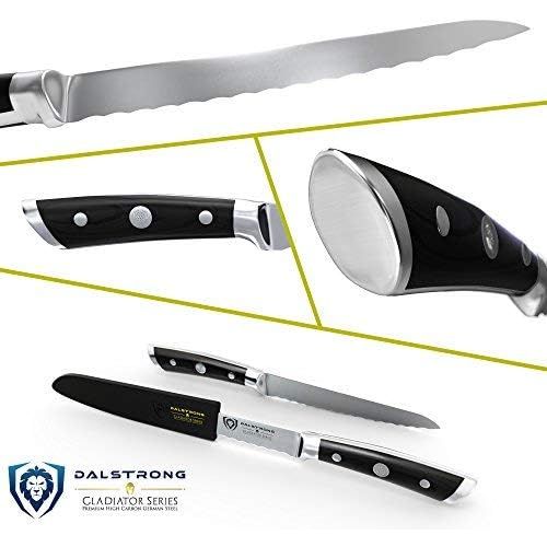  DALSTRONG Gezacktes Universalmesser - Gladiator Series - Serrated Utility Knife- Deutscher HC Stahl -14 cm inkl. Scheide