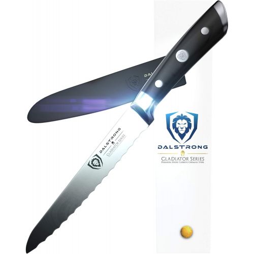  DALSTRONG Gezacktes Universalmesser - Gladiator Series - Serrated Utility Knife- Deutscher HC Stahl -14 cm inkl. Scheide