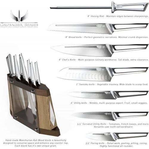  DALSTRONG - 8-Piece Knife Block Set - Crusader Series - Forged High-Carbon German Stainless Steel - w/Magnetic Sheath - NSF Certified