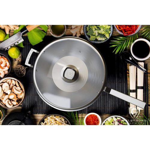  DALSTRONG Stir-Fry Wok - 12 inch - The Oberon Series - 3-Ply Aluminum Core Cooking Pan - Premium Silver Kitchen Cookware - 4.5 QT - Omelet, Beef, Egg Pan - w/Lid & Pot Protector