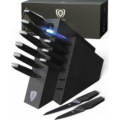  DALSTRONG Knife Block Set - 12-Piece - Shadow Black Series - Black Titanium Nitride Coated - High Carbon - 7CR17MOV-X Vacuum Treated Steel - NSF Certified