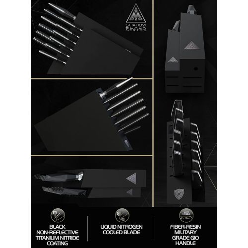  DALSTRONG Knife Block Set - 12-Piece - Shadow Black Series - Black Titanium Nitride Coated - High Carbon - 7CR17MOV-X Vacuum Treated Steel - NSF Certified