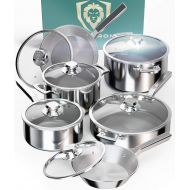 DALSTRONG 12 Piece Premium Kitchen Cookware Set - The Oberon Series - 3-Ply Aluminum Core - Pots and Pans Set - Silver - Cooking Set - w/Lid & Pot Protector