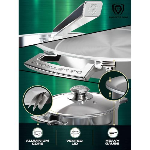  DALSTRONG 12 Piece Premium Kitchen Cookware Set - The Oberon Series - 3-Ply Aluminum Core - Pots and Pans Set - Silver - Cooking Set - w/Lid & Pot Protector