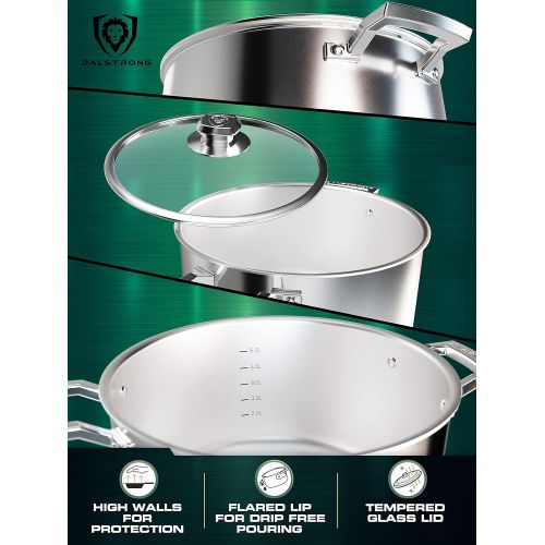  DALSTRONG 12 Piece Premium Kitchen Cookware Set - The Oberon Series - 3-Ply Aluminum Core - Pots and Pans Set - Silver - Cooking Set - w/Lid & Pot Protector