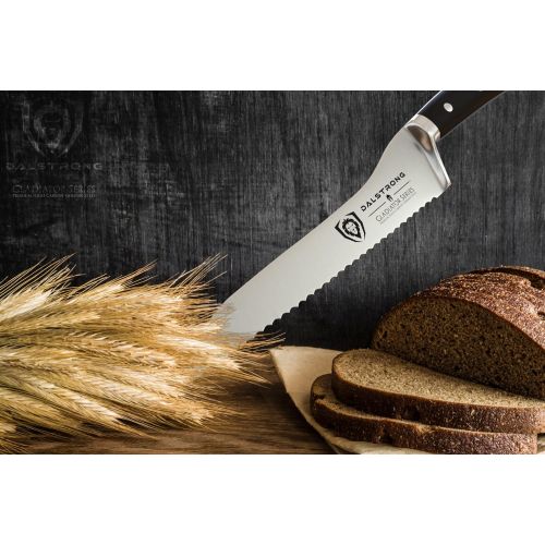  DALSTRONG Serrated Offset Bread Knife - 8 inch - Gladiator Series - Deli Knife - Forged German High-Carbon Steel - Bread Slicer - Slicing Knife - G10 Handle - Sheath - NSF Certifie