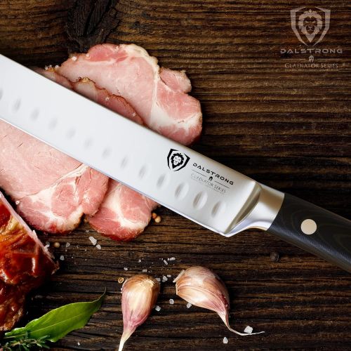  DALSTRONG Slicing Carving Knife - 8 inch - Granton Edge - Gladiator Series - Forged High-Carbon German Steel - G10 Handle - w/ Sheath - NSF Certified
