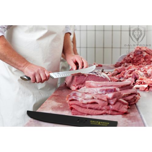  DALSTRONG Butcher Breaking Cimitar Knife - 10 Slicer - Gladiator Series - Forged German HC Steel - Sheath Guard Included - NSF Certified
