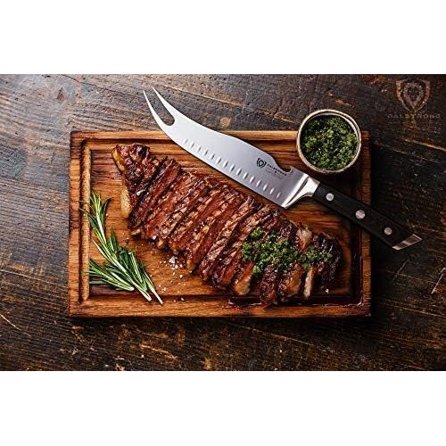  DALSTRONG BBQ Pitmaster & Meat Knife - 8 inch - Gladiator Series - Forged High Carbon German Steel - Forked Tip & Bottle Opener - G10 Handle - Sheath Included - NSF Certified