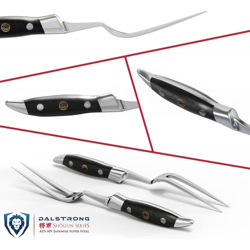  DALSTRONG Carving Knife & Fork Set - Shogun Series - Damascus 9 - Japanese AUS-10V Super Steel - Sheath