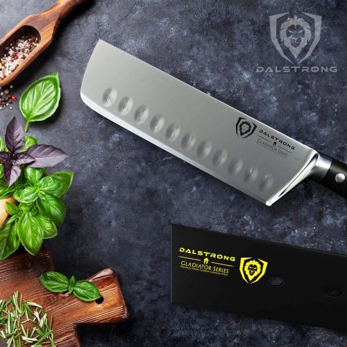  DALSTRONG Nakiri Asian Vegetable Knife - 7 - Gladiator Series - Forged German High-Carbon Steel - Sheath Included - NSF Certified