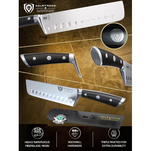  DALSTRONG Nakiri Asian Vegetable Knife - 7 - Gladiator Series - Forged German High-Carbon Steel - Sheath Included - NSF Certified