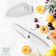 DALSTRONG Paring Knife - 3.5 - Frost Fire Series - High Chromium 10CR15MOV Stainless Steel - Frosted Sandblast Finish - White Honeycomb Handle - Leather Sheath - NSF Certified