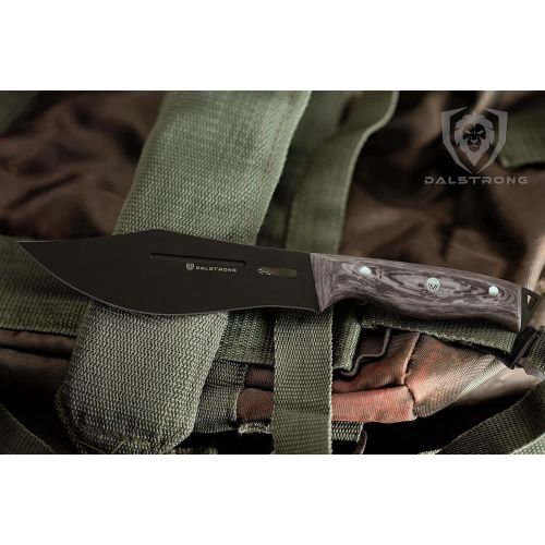  DALSTRONG Barong Chefs Knife - 7 - Delta Wolf Series Knife - Ultra-Thin & Zero Friction Blade - HC 9CR18MOV Steel - Black Titanium Nitride Coating - G10 Camo Handle - Leather Sheat