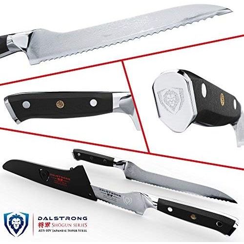  [아마존베스트]DALSTRONG Serrated Offset Bread and Deli Knife- Shogun Series - Damascus - AUS-10V Japanese Super Steel - Vacuum Treated- 8 - Included Sheath