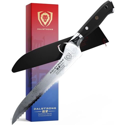  [아마존베스트]DALSTRONG Serrated Offset Bread and Deli Knife- Shogun Series - Damascus - AUS-10V Japanese Super Steel - Vacuum Treated- 8 - Included Sheath