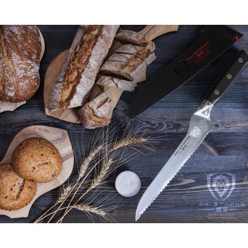  [아마존베스트]DALSTRONG Serrated Offset Bread and Deli Knife- Shogun Series - Damascus - AUS-10V Japanese Super Steel - Vacuum Treated- 8 - Included Sheath