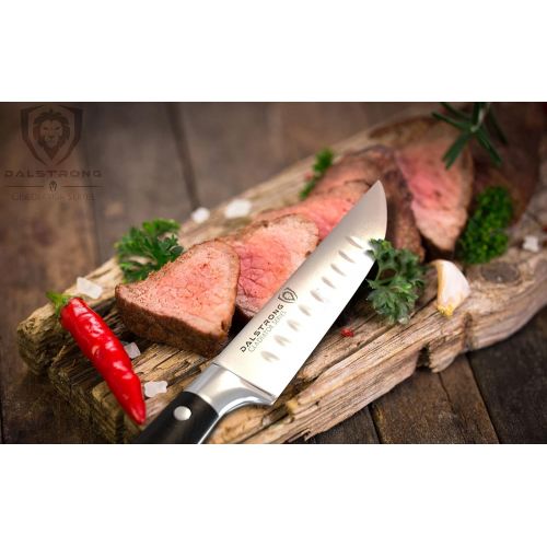  [아마존베스트]DALSTRONG Steak Knives - Set of 4 - Straight Blade Edge - Gladiator Series - Forged German ThyssenKrupp HC Steel - w/Sheaths (5 Straight-Edge Blade, Black G10 Handle)