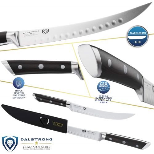  DALSTRONG Butcher Breaking Cimitar Knife 8 Gladiator Series Forged German ThyssenKrupp HC Steel Sheath Guard Included NSF Certified