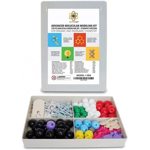  Molecular Model Kit with Molecule Modeling Software and User Guide - Organic, Inorganic Chemistry Set for Building Molecules - Dalton Labs 178 Pcs Advanced Chem Biochemistry Studen