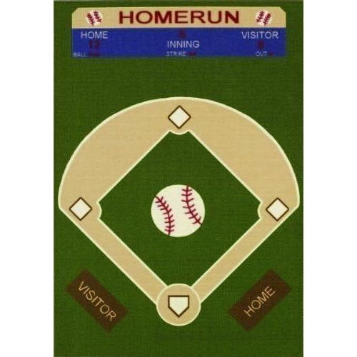  Dalyn Rug Furnish my Place 710 4X6 All Stars Baseball Ground Kids Rug, 45 x69, Green