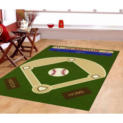  Dalyn Rug Furnish my Place 710 4X6 All Stars Baseball Ground Kids Rug, 45 x69, Green