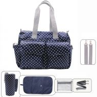 Damero Floral Designer Diaper Tote Bags (Blue Dots)