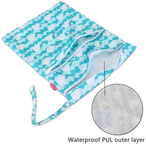  Damero Cloth Diaper Wet Dry Bag with Handle for Swimsuit, Pumping Parts, Wet Clothes and More, Ideal for...