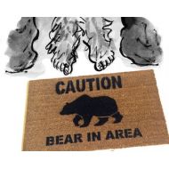 DamnGoodDoormats CAUTION Bear in area funny doormat welcome door mat eco friendly, under 50, gifts for him