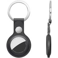 AirTag Case DamonLight Leather Case for AirTag ,1-Pack Anti-Scratch Key Ring Compatible with Air Tag Holder AirTag Keychain (Black)