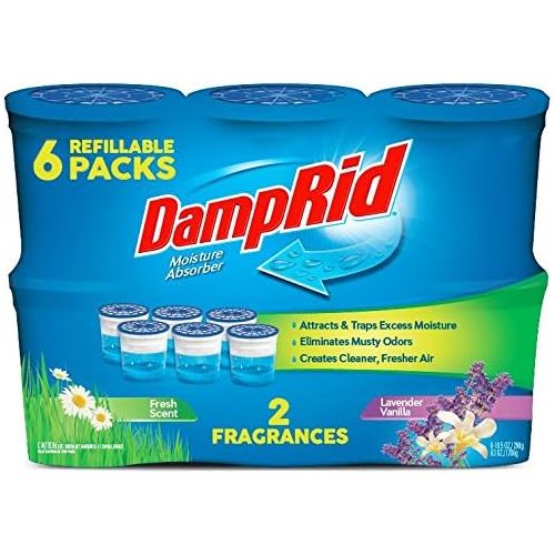  [아마존베스트]DampRid FG01FSLV33C Moisture Absorber Odor Eliminator,Lavender and Vanilla, 6 pack