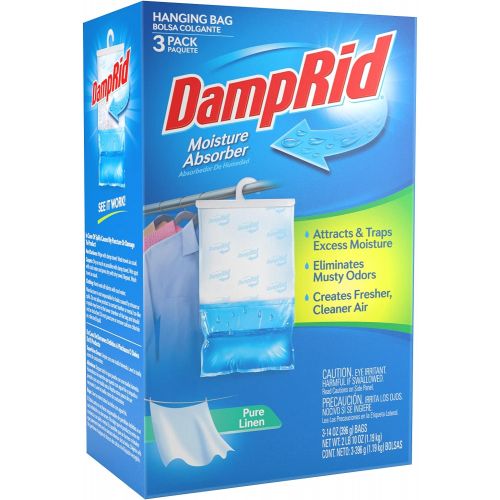  DampRid Pure Linen Hanging Moisture Absorber, 3 Pack, For Fresher, Cleaner Air in Closets