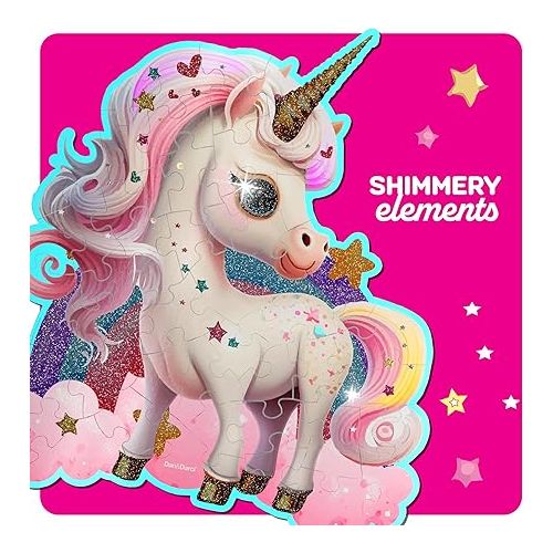  Jumbo Shimmery 45-Piece Unicorn Floor Puzzle for Kids Ages 3-6 Years Old- Large Toddler Puzzles Age 3, 4, 5, 6 Year Olds - Unicorn Easter Toys for Girls - Little Girl Birthday Gift