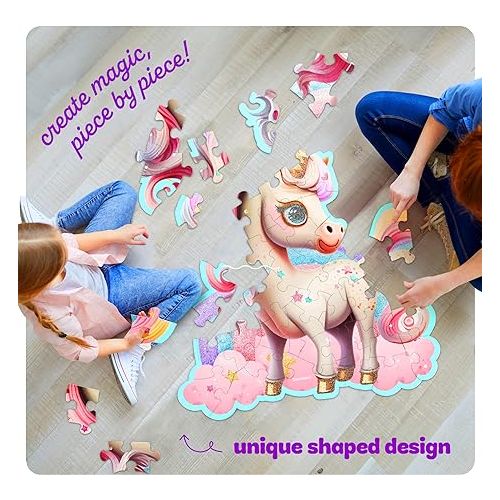  Jumbo Shimmery 45-Piece Unicorn Floor Puzzle for Kids Ages 3-6 Years Old- Large Toddler Puzzles Age 3, 4, 5, 6 Year Olds - Unicorn Easter Toys for Girls - Little Girl Birthday Gift
