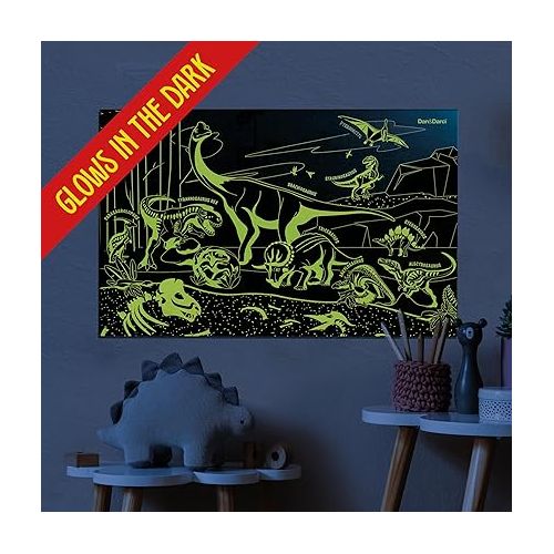  Glow in The Dark 100 Piece Dinosaur Puzzle for Kids - Dinosaurs Jigsaw Puzzles Toys for Boys & Girls Ages 6-8 - Christmas Birthday Gifts for Age 6 7 8 Year Old Toddler Boy Girl Gift - Dino Toys