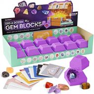Dan&Darci Dig a Dozen Gem Blocks - Break Open 12 Unique Gemstone Blocks and Discover 12 Real Precious Stones - Archaeology Geology Science Gift - Mineral & Rock Collection