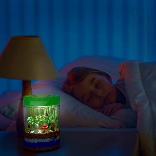  [아마존베스트]Dan&Darci Light-up Terrarium Kit for Kids with LED Light on Lid - Create Your Own Customized Mini Garden in a Jar That Glows at Night - Science Kits for Boys & Girls - Gardening Gifts for Ki