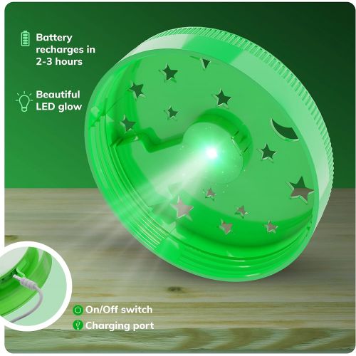  [아마존베스트]Dan&Darci Light-up Terrarium Kit for Kids with LED Light on Lid - Create Your Own Customized Mini Garden in a Jar That Glows at Night - Science Kits for Boys & Girls - Gardening Gifts for Ki