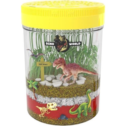  [아마존베스트]Dan&Darci Light-up Dino World Terrarium Kit for Kids with LED Light on Lid - Dinosaur Toys - Create Your Own Customized Mini Dinosaur Garden in a Jar That Glows at Night - Science Kits - Gar