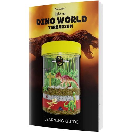  [아마존베스트]Dan&Darci Light-up Dino World Terrarium Kit for Kids with LED Light on Lid - Dinosaur Toys - Create Your Own Customized Mini Dinosaur Garden in a Jar That Glows at Night - Science Kits - Gar