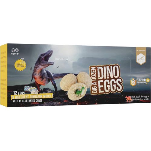  [아마존베스트]Dan&Darci Dig a Dozen Dino Eggs Dig Kit - Easter Egg Toys for Kids - Break Open 12 Unique Large Surprise Dinosaur Filled Eggs & Discover 12 Cute Dinosaurs. Archaeology Science STEM Crafts Gi