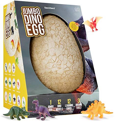  [아마존베스트]Dan&Darci Jumbo Dino Egg - Unearth 12 Unique Large Surprise Dinosaurs in One Giant Filled Egg - Discover Dinosaur Archaeology Science STEM Crafts Gifts for Boys & Girls…