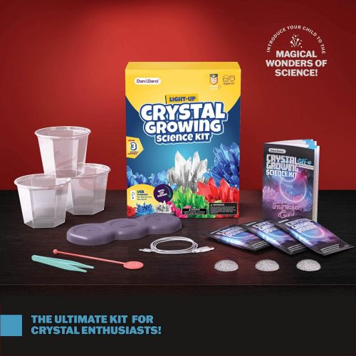  [아마존베스트]Dan&Darci Crystal Growing Kit for Kids + light-up Stand - Science Experiments for Kids - Crystal Science Kits - Craft Stuff Toys for Teens - STEM Projects for Boys & Girls - Grow Crystals an