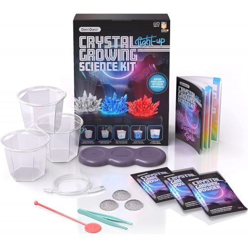  [아마존베스트]Dan&Darci Crystal Growing Kit for Kids + light-up Stand - Science Experiments for Kids - Crystal Science Kits - Craft Stuff Toys for Teens - STEM Projects for Boys & Girls - Grow Crystals an