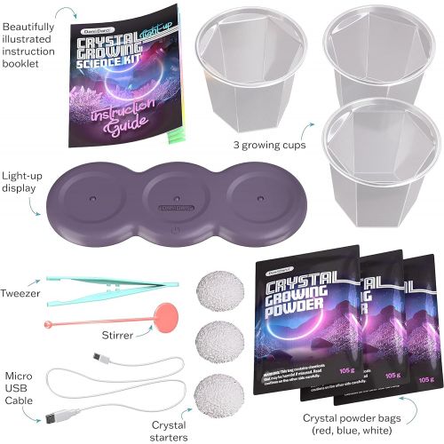  [아마존베스트]Dan&Darci Crystal Growing Kit for Kids + light-up Stand - Science Experiments for Kids - Crystal Science Kits - Craft Stuff Toys for Teens - STEM Projects for Boys & Girls - Grow Crystals an