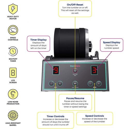  [아마존핫딜][아마존 핫딜] Dan&Darci Advanced Professional Rock Tumbler Kit - with Digital 9-day Polishing timer & 3 speed settings - Turn Rough Rocks into Beautiful Gems : Great Science & STEM Gift for Kids all ages