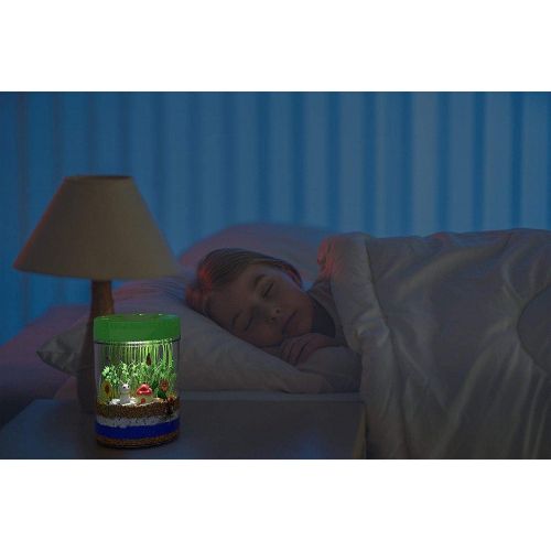  [아마존베스트]Mini Explorer Light-up Terrarium Kit for Kids with LED Light on Lid - Create Your Own Customized Mini Garden in a Jar That Glows at Night - Great Science Kits Gifts for Children -