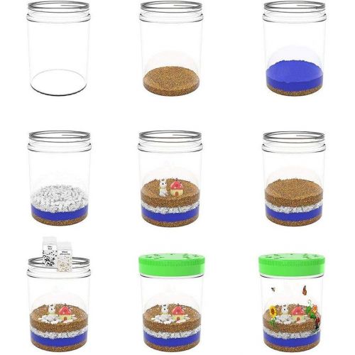  [아마존베스트]Mini Explorer Light-up Terrarium Kit for Kids with LED Light on Lid - Create Your Own Customized Mini Garden in a Jar That Glows at Night - Great Science Kits Gifts for Children -